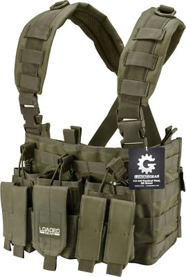 Barska Loaded Gear Tactical Chest Rig, Mag Accessory Pouches,OD Green, BI12794