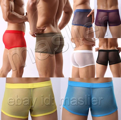 Men's Fishnet Sexy See-Through Mesh Boxers Shorts Briefs Underpants Underwear - Image 1 of 4