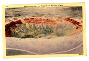 Postcard Meteor Crater Between Flagstaff and Winslow Arizona Geology Linen - Picture 1 of 2