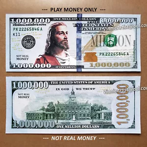 JESUS on MILLION DOLLAR BILL FUNNY PLAY MONEY NOVELTY Vision Board - Picture 1 of 23