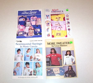 Lot of 4 Cross Stitch Pattern Leaflets Waste Canvas #12 - Picture 1 of 2