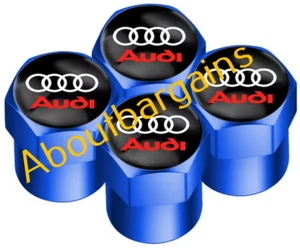 AUDI A1 A3 A4 A5 A6 A7 A8 S e-tron RS3 R8 S3 Aluminum Valve Cap BLUE Wheel - Picture 1 of 2
