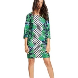 BODEN Blue Green Floral Lattice Silk Blend Eliza Dress - Sz 8L - Picture 1 of 10