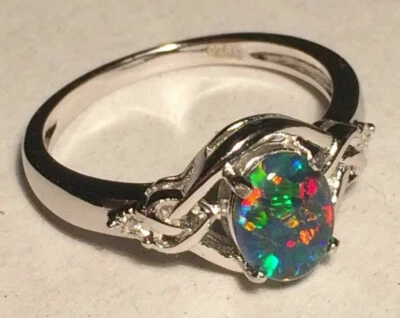 Opal Rings Genuine Australian Best Grade Opal Triplets - S925 Sizes 6 to 11 US - image 1 of 4