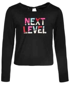 ID Ideology Printed Twist Back Long-Sleeve T-Shirt Girls L Deep Black Pullover - Picture 1 of 17