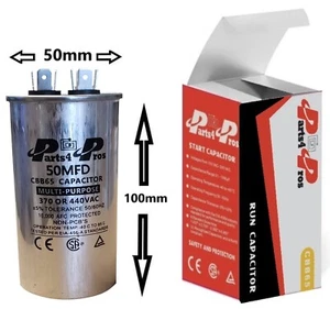 50uF MFD 370 V 440 V 370/440 VAC Oil Filled Motor Run Capacitor CBB65 50x100mm - Picture 1 of 2