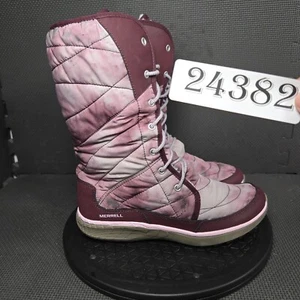 Merrell Pechora Peak Winter Boots Womens Sz 8.5 Burgundy Pink Lace Up Booties - Picture 1 of 10