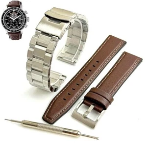 Steel and Leather Replacement Watch Band Fits Citizen CA0641-24E B612-S109701 - Picture 1 of 7