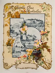 Affiche Originale Art Nouveau,Bordeaux Vin Grands Crus Château Yquem Margaux 1899 - Photo 1/9