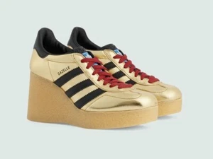 Adidas x Gucci Wmns Cuña Gazelle Oro Metálico Talla 7 EE. UU./5.5 Reino Unido - Imagen 1 de 20