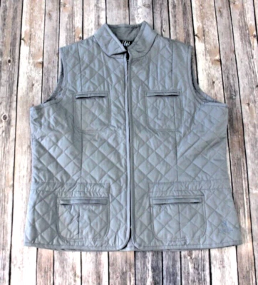 Kate Lord XL 绗缝背心灰色全拉链 4 个拉链口袋高尔夫二手状况完好 — 第 1/4 张图片