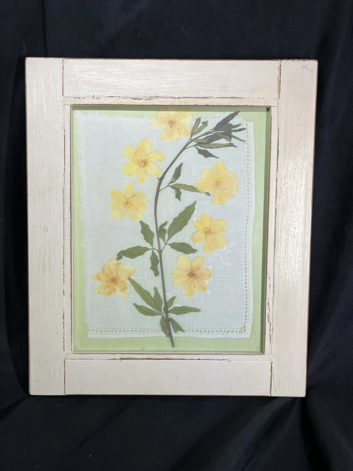 8 X 10” IMPRESIÓN DE FLORES AMARILLAS SECAS EN MARCO DE MADERA RÚSTICA #/15 FIRMADO ~ Arte de pared Foto 1 de 4