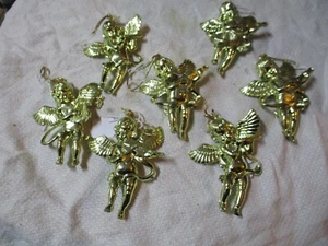 7 x Gold Cherubs Decorations - Christmas Tree Ornaments, Baubles - Picture 1 of 5