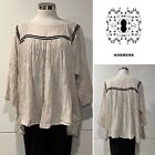 AODRESS Japan Made by Hand Natural Crinkle Linen, Lined Smock Blouse/Shirt O/S