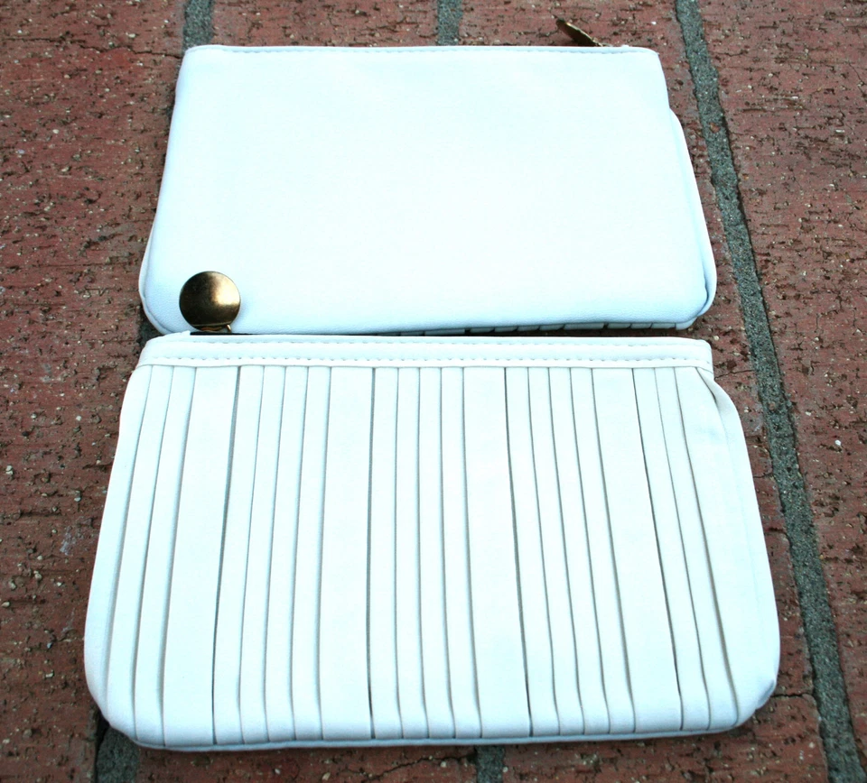 2 x Bolsa de maquiagem Ipsy Glam sacos cosméticos plissados brancos macios - Imagem 1 de 1