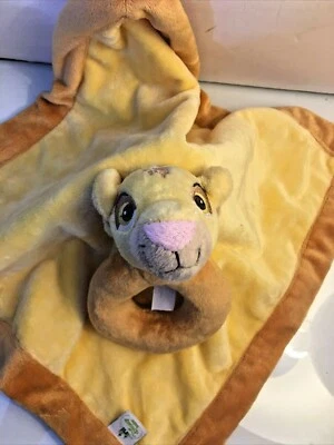 Disney Baby 13" The Lion King Simba Lovey Security Blanket Plush w Ring Rattle  - Image 1 of 4