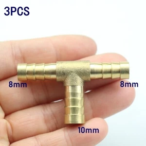 3PCS Reducer Hose ID 5/16" X 3/8" X 5/16" Brass Barb Tee Fitting Fuel Gas - Picture 1 of 5