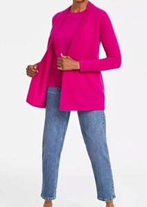Charter Club Cashmere Gorgeous Open Front Long Sleeve Duster Sweater XS Pink NWT - Picture 1 of 5