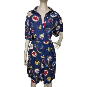 Vintage 80s Nautical Print Button-Down Top & Ultra High-Waist Shorts Set - Picture 1 of 11