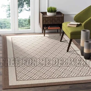 EVEREST INDOOR OUTDOOR BEIGE BASKETWEAVE FLOOR RUG (S) 120x170cm *FREE DELIVERY* - Picture 1 of 5