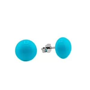 Orecchini turchese bottone mezza sfera chiusura argento 925 gioiello artigianale - Foto 1 di 3