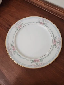 Gorham Parisienne Dinner Plate 10 3/4" Pink Flowers & Ribbons Green Leaves gold - Picture 1 of 14
