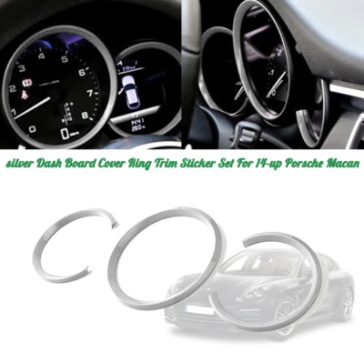3PCS Silver Dashboard Surrounding Ring Cover Decor Trim For 14-up Porsche Macan - Image 1 of 4