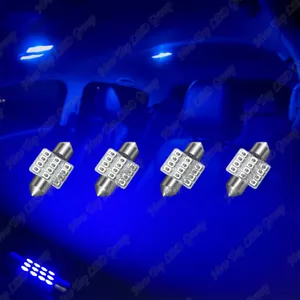 4x Blue LED Interior Map Dome Trunk Lights 31mm DE3175 DE3022 Festoon Bulbs - Bild 1 von 12