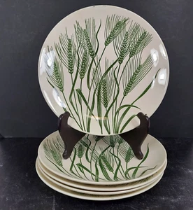 Homer Laughlin Americana WHEAT Dinner Plates Set/5 9.25" MCM Vintage Green USA - Picture 1 of 9