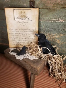 VINTAGE PRIMITIVE RETRO VICTORIAN STYLE HALL0WEEN 1845 THE RAVEN EG POE SIGN - Picture 1 of 9