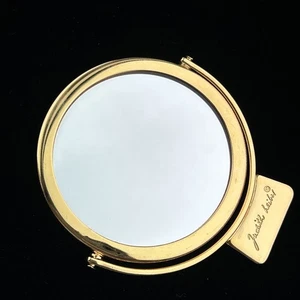 Judith Leiber Mirror Pocket Makeup Gold Tone Double Sided Signed Round ITALY - Picture 1 of 8