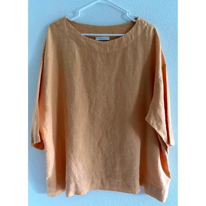 Bryn Walker Top Womens Large Orange Linen Lagenlook Minimalist Capsule Oversized - Picture 1 of 10