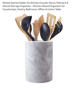 Soporte de utensilios de mármol para decoración de mostrador de cocina, cubiertos y almacenamiento de utensilios - Imagen 1 de 9