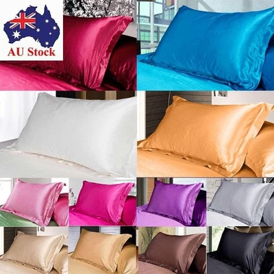 Queen Satin Pillowcases Imitation Silk Pillow Case Cushion Cover Bedroom Decor - image 1 of 4