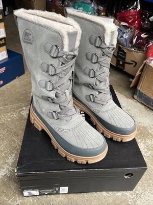 Sorel Tivoli V Tall Winter Fur Suede Boots Women's - 9 / Quarry/Grill NEW Gray - Image 1 of 4