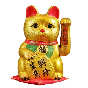 FANCY PUMPKIN 9" Waving Lucky Fortune Cat Maneki Neko Japanese Porcelain Luck... - Picture 1 of 3