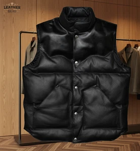 Men’s Lambskin Black Vest – Luxury Handcrafted Leather, Versatile Outer Layer - Picture 1 of 4