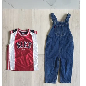 Nike Jersey Levis Overalls Set Kids 3T Playwear 90s Retro Streetwear - Picture 1 of 6