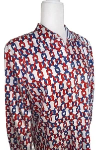 Jones New York Women’s Blouse Chain Link Button Down Shirt; Size Large - Picture 1 of 3