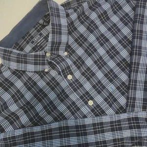 IZOD Premium Essentials Button Up Casual Shirt Mens Size 3XLT Blue Plaid - Picture 1 of 10
