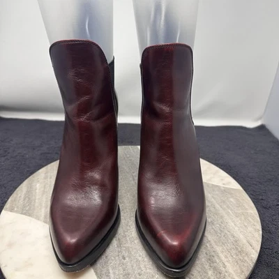 Rag & Bone Boots Womens Size 9.5 Burgundy Leather Chelsea Ankle Block Heel - Image 1 of 4