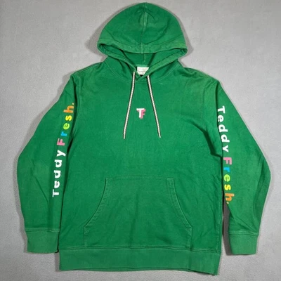 Sudadera con Capucha Teddy Fresh Para Hombre Grande Verde Pullover Sudadera Deletrear Logo Foto 1 de 4