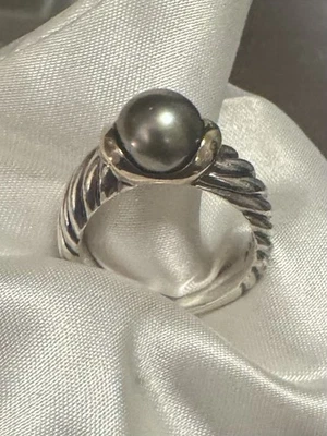 Anillo David Yurman Mujer Tahití Gris Perla Plata Oro 925 Auténtico Talla 7 Foto 1 de 4