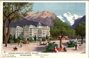 INTERLAKEN SWITZERLAND SWEIZERHOF HOTEL SUISSE BELLA VECCHIA CARTOLINA - Foto 1 di 2