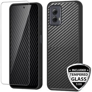 Funda de teléfono TPU de fibra de carbono para Moto G Power 5G 2024 + vidrio templado - Imagen 1 de 3