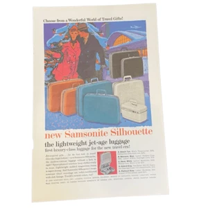 Anuncio anuncio de equipaje Samsonite Silhouette Jet Age 1959 vintage - Imagen 1 de 5