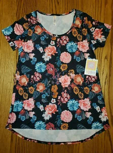 NEW LuLaRoe CLASSIC T Shirt Size XS | Black Floral Design NWT Made in USA - Picture 1 of 3