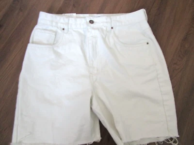 Algodón: Pantalones Cortos Para Mujer Talla 10 Bermudas Rectas Altas Cortadas Blanco Nuevo Con Etiquetas - Imagen 1 de 4