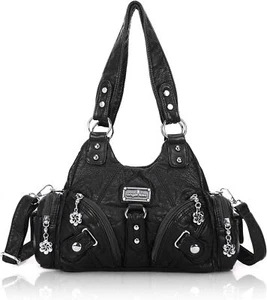 Angel Kiss Purses for Women Small Hobo Shoulder Bags Vagen Leather Black - Picture 1 of 8