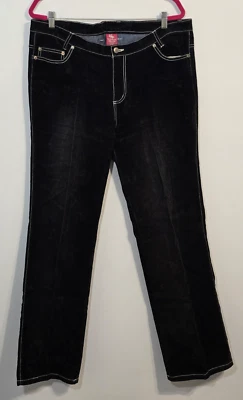 Rare Victorious Men's Black Velvet Jeans Size 2XL 39x32.5 Y2K 90s Ramie & Cotton - Image 1 of 4